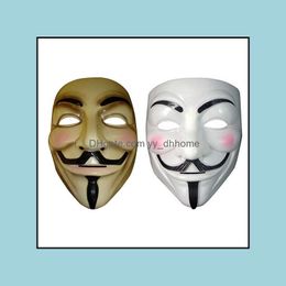 Party Masks Festive & Supplies Home Garden Vendetta Mask Anonymous Of Guy Fawkes Halloween Fancy Dress Costume White Yellow 2 Colors Drop De