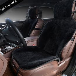 set black faux fur cute interior accessories cushion styling winter plush pad seat covers for car