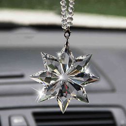 Transparent Crystal Snowflakes Car Pendant Decoration Ornaments Sun Catcher Snowflake Hanging Trim Accessories Christmas Gifts