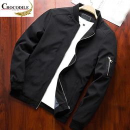 Mens Jackets CROCODILE Brand Men Bomber Jacket Thin Slim Long Sleeve Baseball Windbreaker Zipper Male Outwear Clothing