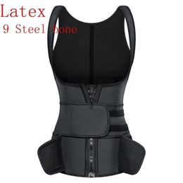 Latex Waist Trainer Neoprene Sauna Corset binders shapers women Body shapewear Slimm reducing belt underwear Modelling strap faja 220307