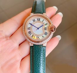 36mm New Women Quartz watch female Stainless Steel Geometric roman number Wristwatch Ladies Mother of pearl shell clock