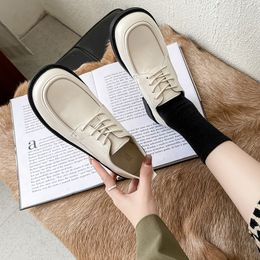 Womens Loafers Shoes Casual Female Sneakers Flats Clogs Platform Shallow Mouth Oxfords Round Toe British Style Slip-on Dress Cre