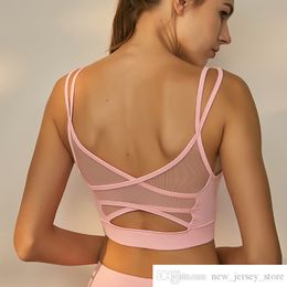 Own Brand Zhangyunuo Sports Mesh Bra Top Sexy Yoga Bras Fitness Backless Active Wear Women Push Up Gym Workout Breathable Girl's Tank Top