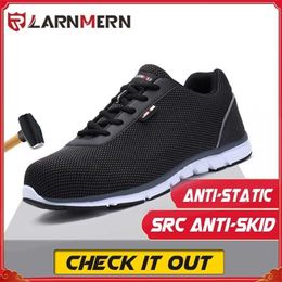 LARNMERN Work Shoes Men Steel Toe Safety Lightweight Comfortable Anti smashing SRC Non slip Reflective women Sneakers 211217