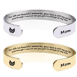 Bangle In Memory Of Mom Memorial Gifts For Loss Mother Bracelet Grief Jewellery Sympathy Cuff Remembrance