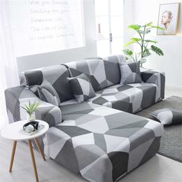 L shape corner sofa cover elastic for living room printed cover for sofa slipcovers stretch 1/2/3/4 seat 211102