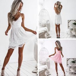 Women's Knits & Tees V-neck Open Back Lace Sleeveless Off Shoulder Fishtail Dress For Women In Spring And Summer