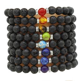 8mm Natural Lava Stone Energy Bead Strands Charm Bracelets For Women Men Party Club Birthday Decor Yoga Jewellery