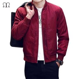 Solid Men Bomber Jacket Fashion Zip Up Coats Male Slim Fit College Luxury Pilot Baseball s Windbreaker Top Coat 210927