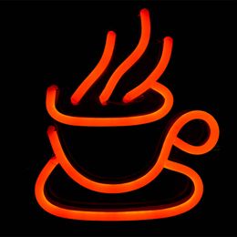 Small Coffee Cup Sign Bar KTV Club Cafe cute wall decoration handmade white led neon light 12 V Super Bright