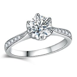 Envío gratis Fino EE. UU. GIA Certificado 18K Oro blanco 1 CT Anillos de compromiso para mujeres, corazones y flechas, anillos de diamante de boda 25 U2