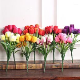 Big Heads/Bouquet Tulip Artificial Flower Real Touch Bouquet Fake For Wedding Decoration Flowers Home Party1