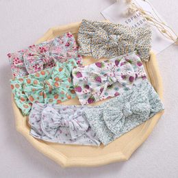 kids Hair Accessories Children flower Floral fruit print Bowknot Hairband Bandanas Baby Girls Big Bow Headband 27 colors