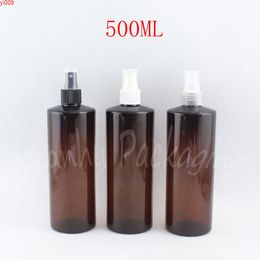 500ML Brown Plastic Bottle With Spray Pump , 500CC Toner / Perfume Packaging Empty Cosmetic Container ( 14 PC/Lot )goods