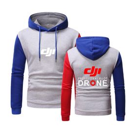 Sweats à capuche Homme Sweatshirts Mens Dji Pilote Professionnel Drone Logo Confortable Couverture Mouvement Épissement Tops Tops Impression à capuche Fitness