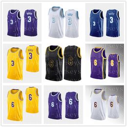 Mens LBJ 6 23 Davis 3 westbrook 0 Anthony 7 Stitched Basketball Embroidery Logo Black Yellow White Purple Jerseys Factory Wholesale High-Quality