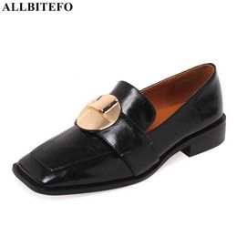 ALLBITEFO fashion brand high heels women shoes genuine leather square toe thick heels women heels shoes high heel shoes 210611