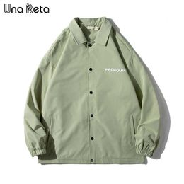 Una Reta Baseball jacket Men Single-breasted Hip Hop Women Jacket Coat Streetwear Casual Plus size 's Spring 210909