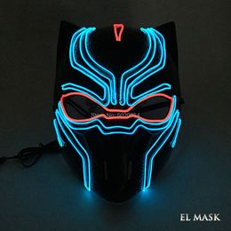 Costume Accessories Masquerade Decoration Props Black Panther Cosplay Neon Light Up EL Wire Mask Super Hero Glowing Mask LED Mask