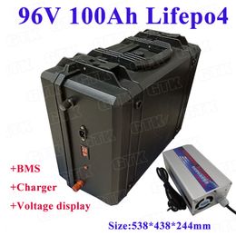 ABS case 32S 96V 100Ah LiFepo4 lithium battery pack with BMS for 8000w Forklift solar energy inverter+ 10A charger
