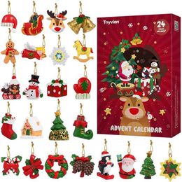 Advent Calendar With 24PCS Hanging Ornaments Christmas Countdown Calendar Party Favours For Xmas Decor Countdown Mini Pendant 211104
