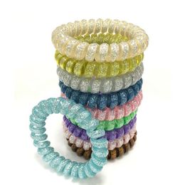 2021 Colourful Elastic Girls Women Rubber Coil Hair Ties Spiral Shape Hair Ring Bands Ponytail Holders Accessories