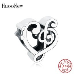 Fit Original Pandora Charm Bracelet 100% 925 Sterling Silver Dance Music Note Beads For Making Treble Clef Women Berloque DIY Q0531