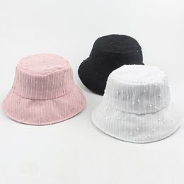 New Female Summer Breathable Bucket Hat Vertical Stripes Wild Sun Hat Korean Student Travel Fashion Sequin Fisherman Hat