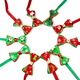 New Pet puppy Cat Dog Christmas tree snowflakes bow tie necklace DH5866