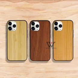 Customised Engraving Blank Wood Phone Cases For Iphone 11 12 13 14 X XS Max XR 8 7 6 Plus Cover Nature Carved Wooden Bamboo Case Back Shell Wholesale