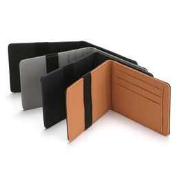 Men Slim Bifold Wallets Multi Pocket Mini Short Square Wallet Student Card Bags with Cash Strap Coin Purses
