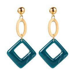 Korea Acrylic Triangular simplicity Earrings for women Resin geometric Fashion Personality Blue Big earrings Jewellery