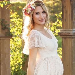 Maternity Dress Maternity Photography Props White Lace Sexy Dress Elegant Pregnancy Photo Shoot Women Maternity Lace Dress