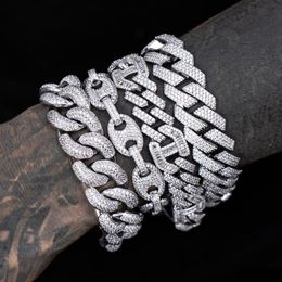 Link, Chain 2021 15mm Width Hip Hop Cuban Link Super Flash Bracelet For Women Men Fashion Iced Out 5A Cubic Zirconia Bling Jewellery
