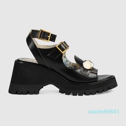 Fashion-thick sole sandals Luxurious calf leather upper Rubber sole Comfortable and beautiful Noble temperament