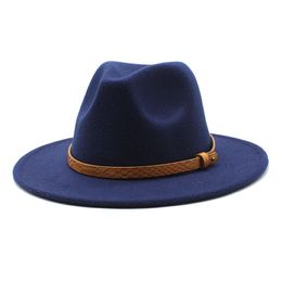 Fedoras Female Male Fedora Hat for Women Men Felt Hats Ladies Girls Wide Brim Cap Woman Man Jazz Panama Caps Autumn Winter Wholesale 26colors 2021 NEW