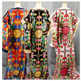 Ethnic Clothing Plus Size Maxi Long Casual African Women Dress Printing Silk Summer Straight Vintage Vestidos 2 Pieces Sets