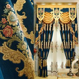 Curtain & Drapes European Embroidered Blackout Curtains For Living Room Window Bedroom Luxury Peony