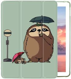 Unique Fat Sloth Design for iPad Case Compatible with iPad 10.2 Inch 2020 Soft TPU Back with Pencil Holder Trifold Stand Smart Auto Sleep