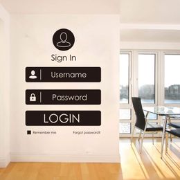 Modern Login Form Game Wall Sticker Office Game Room Large Login Funny Wall Decal Kids Room Playroom Vinyl Home Decor 210308