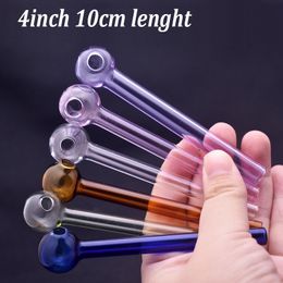 Wholesale bubbler pyrex glass pipes straight smoking Oil Burners Pipes 4 inch length Balancer smoking pipes factory price dhl free