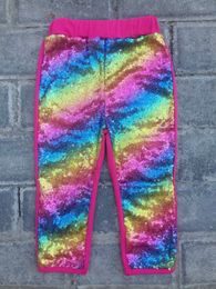Rainbow unicorn popular gold sequins baby pants Fashion Bling shiny Girls leggings Candy color Pants kids leggings girls pants 210303
