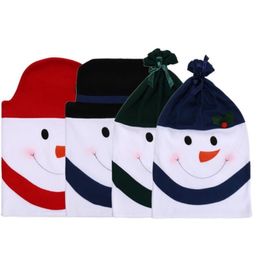 Snowman Family Back Covers Christmas Decoration Chair Xmas Cap Santa Dinner Table Home Party Decorative festive supplies