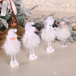 Merry Christmas Ornament Silver Silk Plush Toy Standing Posture White Snowman Santa Claus Princess Doll Window Snowman Xmas Decoration XVT1071