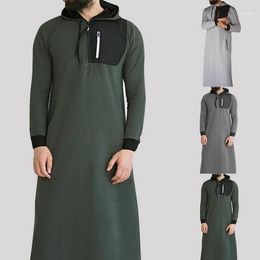 Islamic Muslim Arab Sweatshirt 2021 Men Long Sleeve Hooded With Pocket Abaya Saudi Arabian Hoodies Robe Clothing1