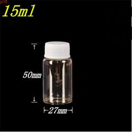 27x50x14mm 15ml Glass Bottles With Plastic Cap Transparent Small Empty Jars Cosmetic Containers 50pcsgood qty