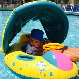 UK Floating Inflatable Newborn Baby Swimming Pool Bath Shower Ring Circle Handle 