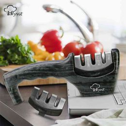 Knife Sharpener 3 Stages Pro Diamond Stainless Steel sharpening Tool Carbide Ceramic Kitchen Tools Sharpening Stone 210615