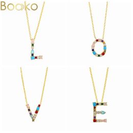 Pendant Necklaces BOAKO Colourful 24 Letters Initial Alphabet Opals 2021 Necklace For Women Accessories Fashion Jewellery
